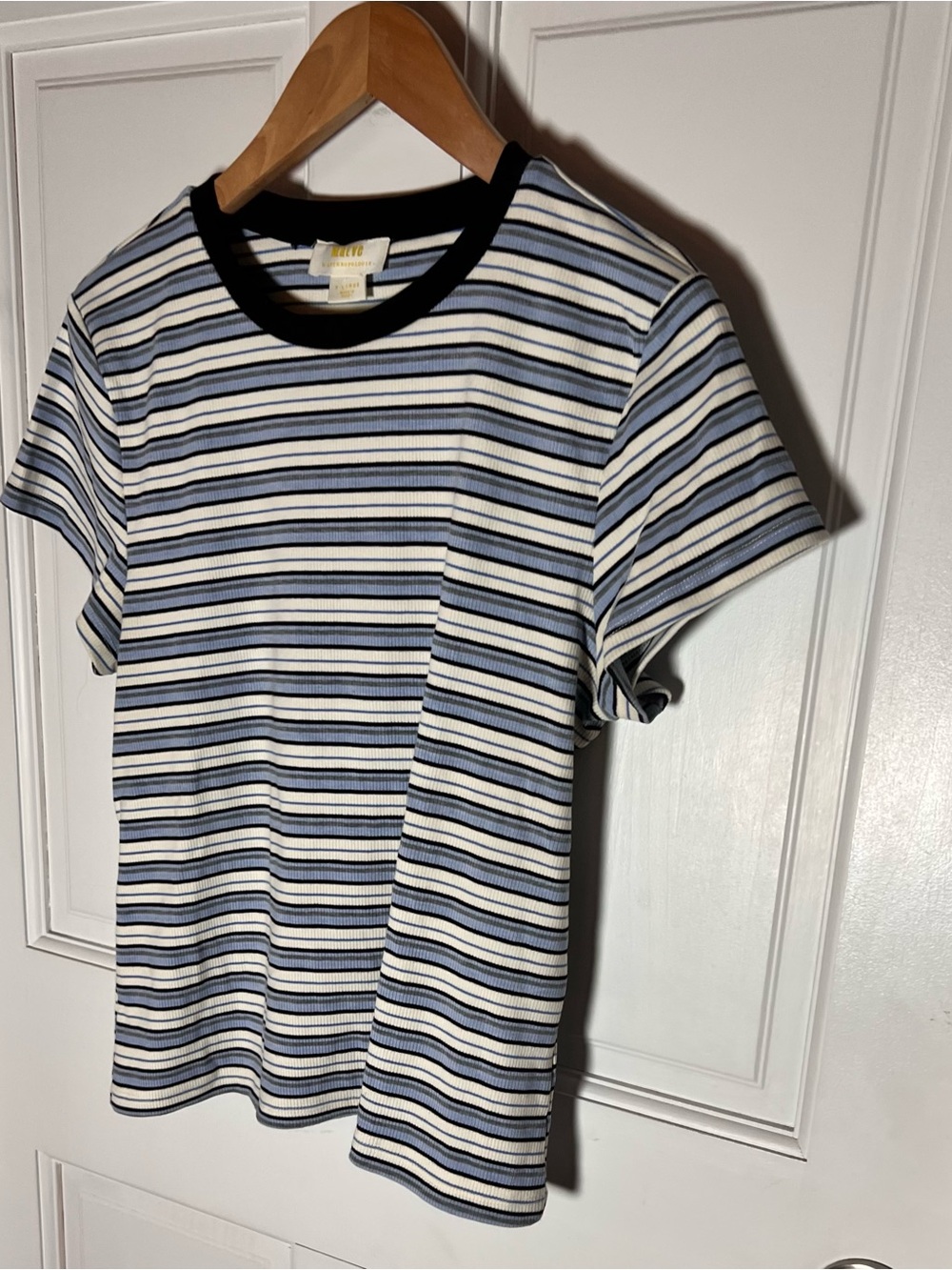 Maeve Navy and White Striped Short-Sleeve Crewneck Tee - Picture 2 of 12